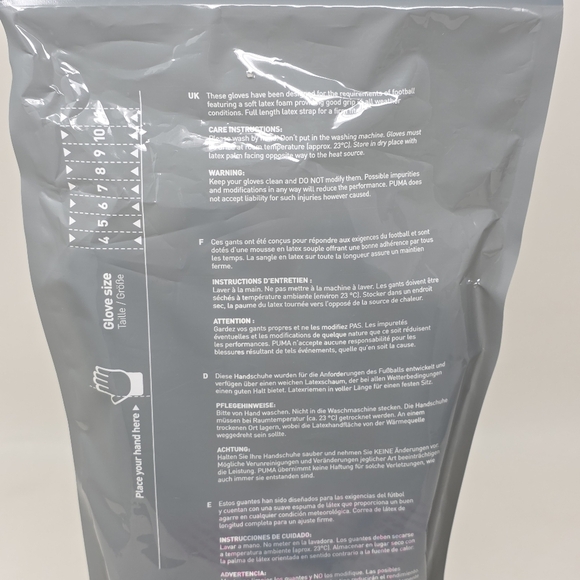 Puma Goalkeeper Football Soccer Gloves Unisex Size 9 041926 01 White New - Picture 5 of 7